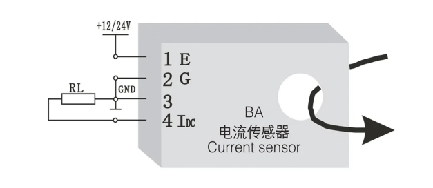 Dimension
	



Wiring

Cable Wiring of BA Series Current Transducer with DC Current Output	
Cable Wiring of BA Series Current Transducer with DC Voltage Output


Installation

Screw fixed installation

On the bottom panel of the cabinet, choose a suitable place to open two threaded holes corresponding to the position of the fixed hole of the installed sensor; After placing the sensor, install the positioning screw	
Din Rail installation

Choose a suitable place to install the standard DIN35mm rail,and install the BA sensor on the rail.